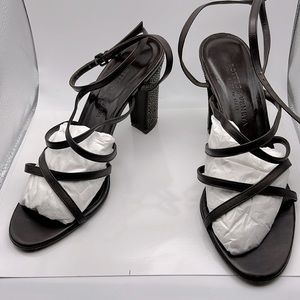 Bottega Veneta brown leather sandals with 3,5 inch covered crystals heels